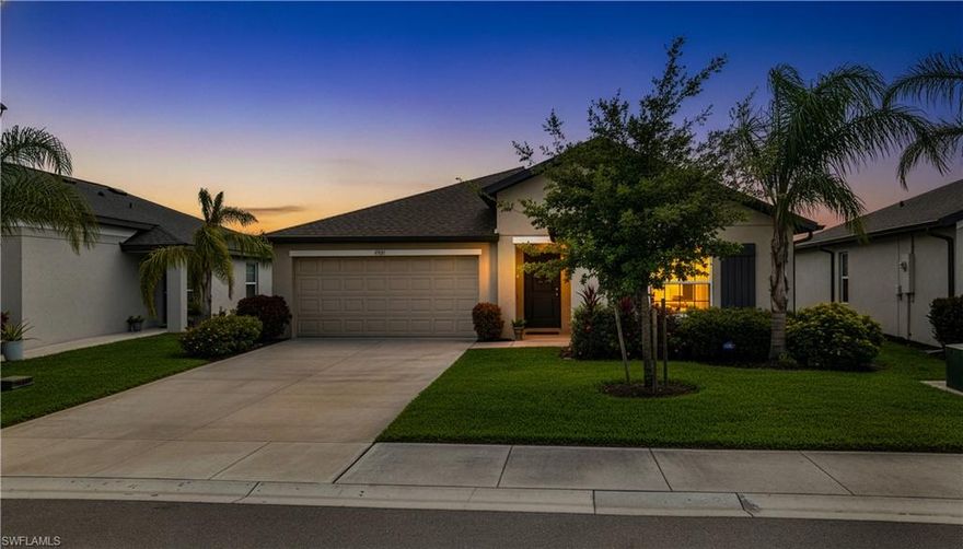 Welcome to 4094 San Clemente Court in North Fort Myers—an exceptional newer construction home perfectly positioned on a premium lakefront lot with southern exposure and breathtaking sunset views. This 4-bedroom, 2-bath residence offers 1,936 sq ft of thoughtfully designed living space with an oversized backyard and paver patio ideal for enjoying Florida’s indoor-outdoor lifestyle.

Inside, you’ll find an open-concept layout with high ceilings, abundant natural light, and upscale finishes throughout. The chef’s kitchen features quartz countertops, a designer backsplash, breakfast bar, upgraded lighting, and elegant chandeliers, all flowing seamlessly into the main living area. The spacious primary suite includes a frameless glass walk-in shower, dual vanities, and quartz countertops, creating a spa-like retreat.

With rising construction costs, this model is no longer offered by the builder—making this a rare opportunity to own a premium lakefront home with modern finishes and exceptional value. Residents enjoy access to community amenities including a clubhouse, fitness center, and basketball court.