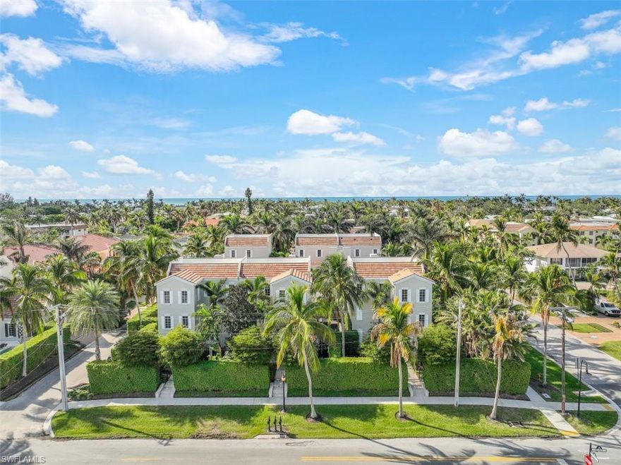 Enjoy the best of the Olde Naples lifestyle in this renovated and refreshed townhome.  This home includes four bedrooms, den, 4 full baths, one half bath, great room living, private elevator, private lanai and pool with a sun shelf.   Recently updated and improved with two new air conditioning systems with transferable warranties, new lighting fixtures and recessed lighting, interior painting, new hardwood stairs and hardwood flooring on the second and third levels.  The kitchen was opened up with a one-level island, new counters and features SubZero, Bosch, Thermador, Broan, KitchenAid appliances.  Light pours in throughout the home and features six sets of French doors all opening to the lanai and pool area off the living area.  The living area offers a dining room, piano, large seating and Frame TV with Sonos.  The second floor has a spacious den off the master bedroom.  The oversized bedroom has several windows and a small balcony overlooking the pool.  Each additional bedroom is en-suite and has a walk-in closet.  The home was recently furnished with high-end, luxury furnishings and is offered turnkey.  All this and only four blocks to the beach and right in the heart of downtown and walking distance to the famed shops on Third Street and dining.