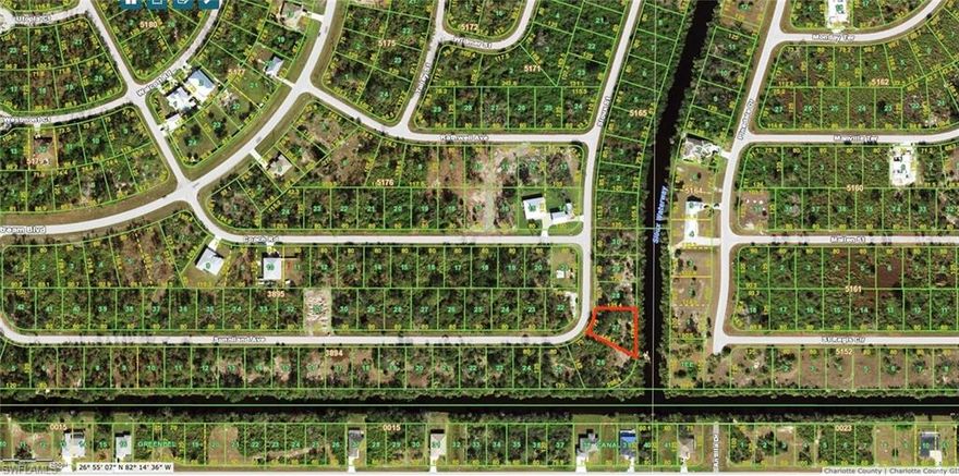 Nice canal lot with an eastern rear exposure to build your new dream home in Florida and enjoy the Florida lifestyle from this waterfront homesite located on the Sioux Waterway in Port Charlotte. This canal offers small boat access, making it ideal for kayaks, canoes, and small fishing boats while providing peaceful water views right from your backyard.