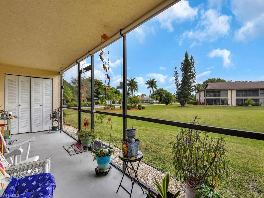 Rarely available first floor unit in Abington Village of Lely Golf Estates! This unit features two bedrooms with updated vinyl flooring, a large walk in closet in the master bedroom, a spacious kitchen, and an extend screened in patio with extra storage and access from the master bedroom. The community offers low association fees, a community pool, and a short drive to all the shopping, dining, and beaches Naples has to offer. This condo is ready for you to make your own!