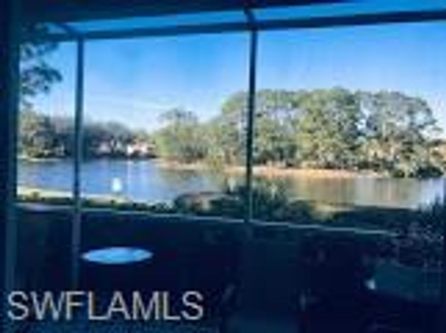 Spectacular water view from the Room, dining area, kitchen, lanai and Master Bedroom from this gorgeous 2 BR plus den, 2 BA condo with attached garage. Nine foot volume ceilings make a grand impression in this well-kept first floor, end unit, with attached garage. Low density neighborhood of only 42 Southern Colonial Style Plantation Homes. Amenities in this gated community include pool,  fitness center, library, tennis courts, bocce ball, pickle-ball, putting green and a host of activities in the Master Bay Forest Association clubhouse. Enjoy 2 1/2 miles of walking/biking paths, access to the Gulf for fishing and kayaking/canoeing.