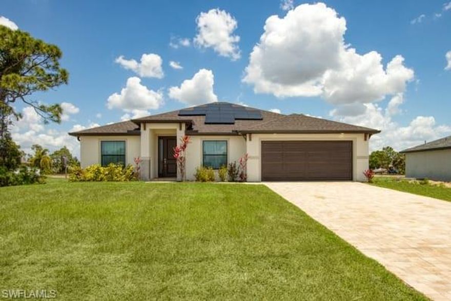 Experience the ultimate Florida lifestyle with a stunning 4-bedroom, 2-bathroom pool home in Northwest Cape Coral that perfectly balances luxury and functionality. Built in 2020, this 1,793 sq. ft. residence currently operates as a high-performing turnkey vacation rental but is equally prepared to serve as a primary sanctuary or seasonal retreat. The interior impresses with an open-concept layout featuring high tray ceilings, elegant tile flooring, and a chef’s kitchen equipped with granite countertops, 36" soft-close cabinetry, and premium stainless steel appliances. The split floor plan ensures maximum privacy for the primary suite, which boasts a spa-like ensuite and a massive walk-in closet.
Step outside into your private outdoor oasis, where a screen-enclosed, heated in-ground pool and an expansive lanai provide the perfect setting for alfresco dining and relaxation. The property is situated on a lush 10,018 sq. ft. lot with impact glass windows for peace of mind and energy efficiency. Offered fully furnished with sophisticated organic modern decor, this home is truly move-in ready. Located just minutes from the Coral Oaks Golf Course and the scenic Matlacha Pass Aquatic Preserve, this property offers a rare opportunity to own a piece of paradise in one of Florida's most desirable growth areas.