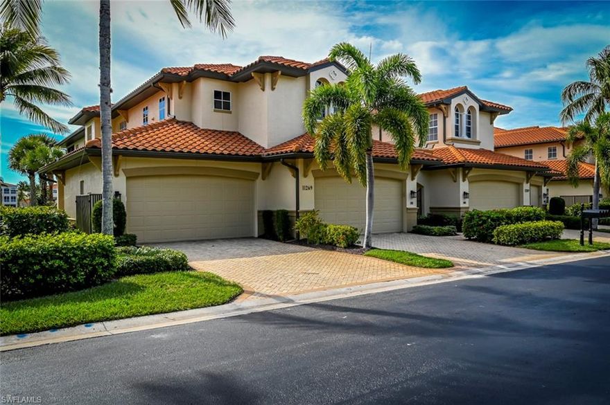 Fully Furnished, Turn Key, 1st. Floor coach home with attached 2 car garage in the quiet neighborhood of Coronado in Gulf Harbour. Dream of having a home without all the upkeep? Dreams do come true & offers a magnificent view of golf course & lake. Open Floor Arrangement. Guests enter into your landscaped courtyard. Former model, still looks NEW with so many upgrades. Crown Molding. Custom tumbled tile spans the living area. Spacious lanai features custom tile, ELECTRIC hurricane shutters, privacy vinyl sliders. Built in TV entertainment. Cook with Gas in your spacious kitchen with breakfast nook, center island, granite countertops & lots of cabinetry. Remodeled main & guest bath. 2 master closets. Huge master bedroom has extra room for lounging. Light & bright laundry room with tub and ample storage. Paver Driveway. Footsteps to wonderful community pool, spa, grills & lounging area. Other amenities with an optional membership include an 18 hole Championship Golf Course, marina, 2 Waterfront Restaurants, tennis courts fitness center & more. Close to all Beaches, Southwest International airport, Twins & Red Sox stadiums.