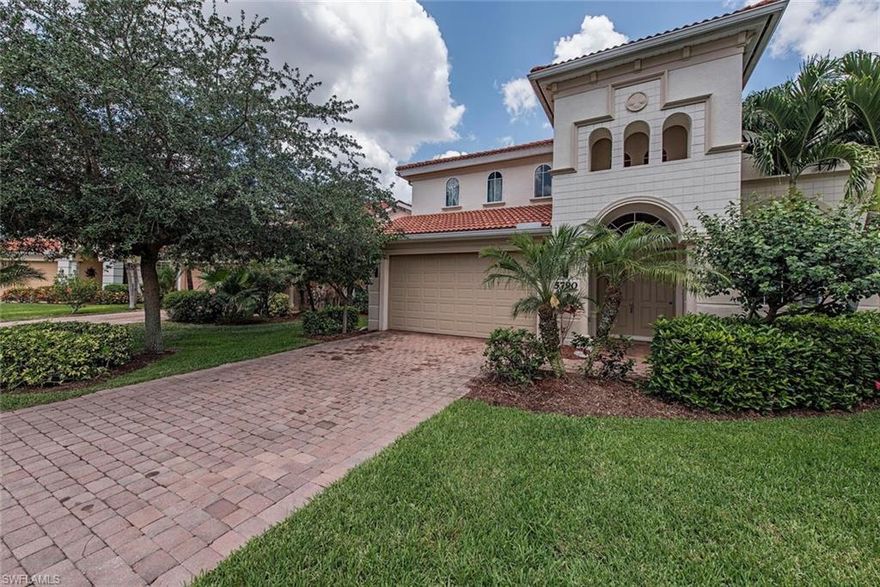 Lowest priced home per squate foot in all of Lago Villaggio! 4 miles to downtown Naples and beaches. Beautiful and grand 2 story foyer greets you as you enter this gorgeous family home in GATED, guard manned community with custom crown and base molding, upgraded stainless steel appliances in kitchen, Brazilian granite countertops, pendant lighting, whole house surround sound system including outdoor sound system on lanai, Remote control system for spectacular Naussau pool and spa. Private preserve view is tranquil from your lush lanai. Rain head shower head in master bath with pebblestone flooring in shower. First floor Master suite has walk out to lanai. Brand new carpet installed in the last few weeks in guest bedroom. Quiet cul de sac location. 2 car Garage is Spacious, air conditioned, carpeted. Newly updated throughout. Glen Eagle full social membership includes beautiful community pool, access to golf May through October, billiards . room, restaurant, bar, banquet room, library, pro shop, bocce court, putting green, exercise facility, community room and tennis.