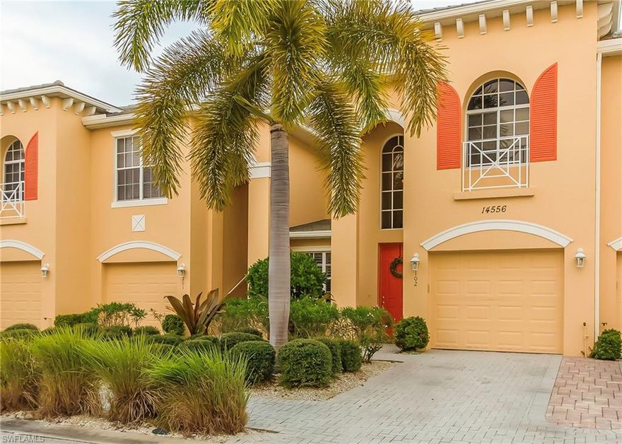 Welcome to Lucaya! This ground floor, wonderfully designed, one car garage condo is a beautiful quiet home. The relaxing lanai optimizing the preserve views, making the wooded area feel like all the privacy you could ever want. The home shows clean and bright with over 1600 square feet of stunning, peaceful living. Spacious master bedroom and full en-suite bath make this an inviting retreat. The innovative home design captures your affections: all appliances included, 2 delightful bedrooms, 2 baths, and in-home laundry room. Interior features include granite counter tops, stainless steel appliances, beautiful wooden cabinets, tile throughout the main living areas and newer A/C. Spend your time walking to the pool, fitness, business center or a short drive to the Gulf of Mexico beaches, restaurants, entertainment, and shopping. However, you will not want to leave this great pet friendly neighborhood. This lovely condo is a “Best Value Buy” for tropical luxury.