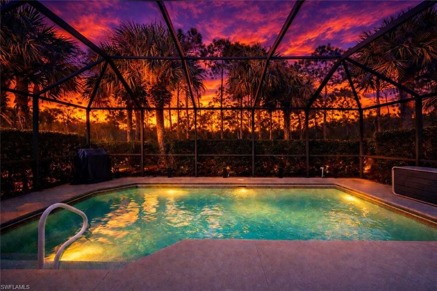 WOW FACTOR!! Coastal elegance meets luxury living in Colonial Country Club. Nestled within the prestigious, gated community of Colonial Country Club, this beautifully maintained 3-bedroom residence with den/flex space and 2 full baths offers an exceptional blend of comfort, elegance, and resort-style living. The thoughtfully designed split-bedroom floorplan features volume and vaulted ceilings, abundant natural light, and a seamless flow ideal for both everyday living and entertaining.

At the heart of the home, the light and welcoming, completely remodeled kitchen offers ample cabinetry, pantry storage, breakfast bar, and eat-in dining, opening to spacious living and dining areas framed by tranquil preserve views. The primary suite is a private retreat with dual sinks, walk-in shower, generous closet space, and peaceful views of the outdoor oasis.

Step outside to your screened lanai and private heated pool and spa, creating a serene, tropical setting perfect for year-round enjoyment. Whether hosting guests or relaxing in privacy, this outdoor space delivers the ultimate Southwest Florida lifestyle. Electric and manual hurricane shutters provide added peace of mind.

Colonial Country Club offers an unparalleled amenity package including a newly renovated Gordon Lewis–designed championship golf course, tennis, pickleball, bocce, a state-of-the-art fitness center, full-service spa, scenic walking and biking trails, and multiple resort-style pools. Residents enjoy dining at the Sunset Grille with indoor and outdoor seating, along with a vibrant social calendar featuring live music, themed events, clubs, and activities.

Recognized as one of America’s Healthiest Clubs, Colonial Country Club has earned national accolades for excellence in hospitality, culinary offerings, racquet sports, and community lifestyle, including the 2024 International Wine Society Merit Award. Conveniently located near world-class beaches, shopping, dining, medical facilities, RSW International Airport, and spring training stadiums, this home presents a rare opportunity to experience luxury living where every day feels like a vacation.