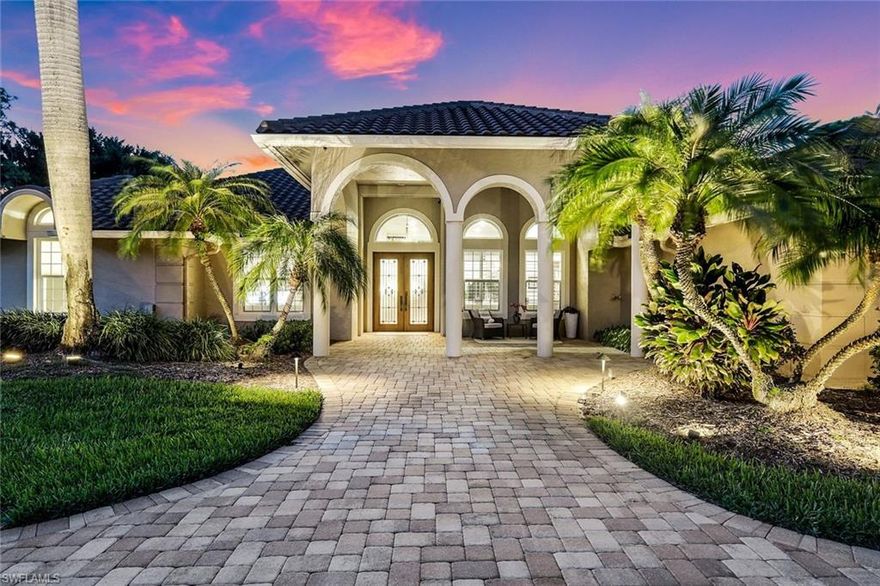 H12015 - Come and enjoy luxurious living in Quail Creek, a highly desirable gated community in North Naples with large lots and mature landscaping. The ease of single-story living will be yours to enjoy in this classic 4 bedroom plus den, 3.5 bath pool home with a separate cabana suite that can function as a guest suite or flex space. Across the threshold, you will find a stately entryway with soaring ceilings, crown molding, plantation shutters and a neutral décor.  Gorgeous views onto your outdoor oasis feature a large, covered area with outdoor bar, hot tub and plenty of space to lounge pool side. Enjoy the convenience of a fenced-in yard where you have mature landscaping & fruit trees.  The elegant kitchen charms with premium Thermador appliances, double oven, custom cabinetry, large island with quartz countertop & breakfast bar. Your primary suite will become your favorite retreat where you can relax and unwind after a long day.  The in-suite bath feels spa-like with a clawfoot tub, frameless shower, dual sinks & 2 walk in closets. Other notable upgrades include impact windows & doors, newer roof, 35,000 KW whole house generator w/1000 gallon propane tank.
