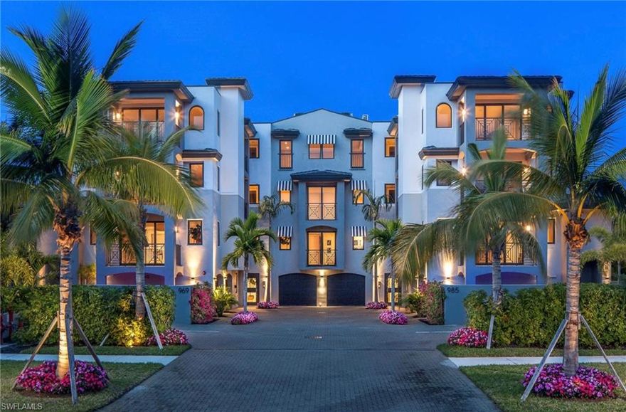 Welcome to Esmeralda on 8th, a boutique luxury condominium of only 6 units in the heart of Old Naples. Walking distance to fantastic restaurants, shopping, Cambier Park, Naples Bay, Third Street South, and fabulous white sand beaches. Nearly new, 3104sf of elegant space with quality construction completed 2017, provides the perfect floor plan for full time living and visitors. 3 bedrooms, 3 baths plus a powder room. Stylish great room, southern exposure with balcony overlooking your private salt water pool. Lushly landscaped, completely enclosed courtyard with private entry. 9’ ceilings, wide plank oak wood floors throughout, marble in baths, quartz smooth surfaces, glass tile backsplash, Thermador appliances and Kohler plumbing fixtures. Expansive master bedroom with Juliet balcony has custom built-in desk with cabinetry, opulent bath with soaking tub, marble floors and dual vanities. Large, comfortable guest rooms with ample closet space and beautiful baths. Private elevator. Secure building. ADT and Arlo systems in residence. Double car attached Garage. 2 pets of any size with approval.