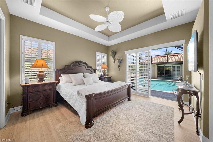 Welcome to 955 Tivoli Ct, a beautifully maintained courtyard pool home offering ultimate privacy and rare short-term rental flexibility for the Seasonal resident or investor. Designed for both comfort and entertaining, this residence features a separate cabana with en-suite bathroom, perfect for guests, a private office, or multigenerational living.

Inside, you’ll find high ceilings throughout much of the home, creating an open and spacious feel, with newer fixtures providing ample light throughout. Other recent updates include fresh interior paint and updated cabinet hardware in the kitchen. The kitchen is appointed with granite countertops, while the home features a stylish blend of tile and luxury vinyl plank flooring throughout (no carpet).

Enjoy peaceful pond views from the back lanai while the private courtyard pool area provides tranquil views from 4 separate rooms in the house, creating the perfect setting for relaxing or entertaining. Additional upgrades include newer A/C units and hot water heater, accordion hurricane shutters, a buried 250gal propane tank, and the home is generator-ready with propane hookup already in place for added peace of mind.

Completing the property is a spacious 2-car garage and a highly desirable layout that combines elegance, functionality, and indoor-outdoor living. Investors and seasonal owners will also appreciate the extremely rental-friendly policy allowing up to 52 leases per year with just a 7-day minimum rental period.

This is an INCREDIBLE opportunity to own in the highly sought-after Sereno neighborhood in Briarwood. Schedule your showing today!