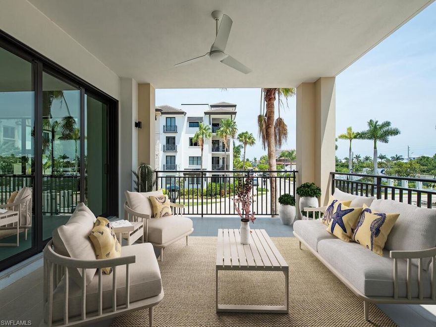 Welcome to Quattro at Naples Square in the Heart of Downtown Naples! Move-In Ready, this New construction luxuriously custom-designed 2nd floor Dolce model features 2,898 sqft of spacious living with three bedrooms+den/office and three and a half baths. With stunning high-end finishes, the open floor plan boasts a stunning gourmet kitchen with top-of-the-line Sub Zero, Wolf, Miele appliances and quartz countertops, natural gas, luxury tile flooring, custom cabinetry, custom lighting and fans, crown molding, under-counter beverage cooler, washer and dryer, 10' ceilings, and much more. Impact-Rated doors and windows with newly installed electronic/plantation window treatments. The residence has two secure parking spaces with EV charging capability and one storage space in the building's gated and covered first-level garage. Quattro at Naples Square offers resort-style amenities including a pool, spa, and state-of-the-art fitness center. Entertain your guests in the upscale social room, complete with full kitchen, billiards table and large-screen TV’s. Paradise living within walking distance of famous 5th Avenue, sugary beaches, world-class shopping, and fine dining of Olde Naples.