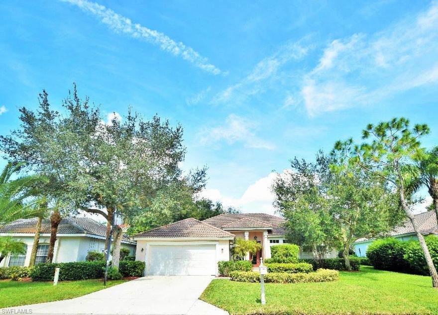 This 3 bedroom PLUS a den home is located in Pinecrest which is a quaint & quiet subdivision in the Gateway community. As you walk into the well-maintained home you will notice the unique architectural details, French doors leading out onto the lanai, upgraded ceiling fans and light fixtures and fantastic natural light coming into the home! The kitchen offers lots of cabinet space, a long breakfast bar, plant shelving, eat-in kitchen and pantry.  The large master bedroom features high ceilings, wood-like floors, French doors and the master bathroom has a separate shower & tub with dual sinks.  The other 2 bedrooms sit on the opposite side of the home with the second full bathroom creating a private guest wing.  The lanai is the perfect size for hosting a BBQ with family & friends.  New washer & dryer. Gateway has restaurants, schools, dog park, shopping and so much more! Very close to the SWFL International Airport (RSW), I-75 and the Jet Blue Red Sox Stadium.