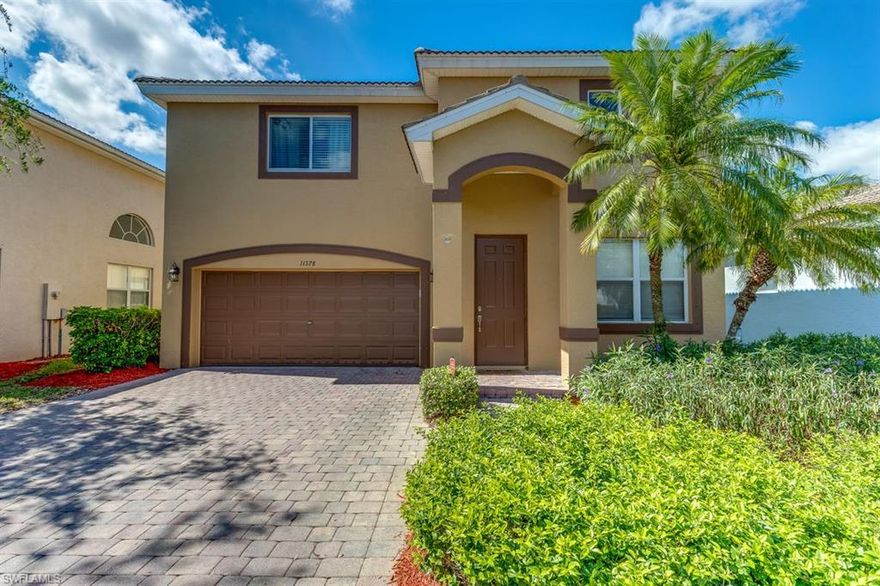 MOTIVATED SELLERS!! STUNNING DR Horton 2-Story! 3 bedrooms plus loft/den, 2-1/2 baths & heated salt water pool. Enter to Volume 20' ceilings, diagonal travertine marble floors, crown moldings, and impeccable decor. The Dream Kitchen has Silestone quartz counters, tile backsplash, 42" wood cabinets, stainless appliances, eat in area overlooking the pool deck. The adjacent Family Room has a built in entertainment center and  view of pool, freshly sealed (2019) paver deck and lush landscaping. Guest baths upgraded with granite counters and hardware, remodeled master bath has custom cabinetry including a tower cabinet with internal electric, granite counters, exquisite shower with seamless door, and tile plank flooring. BR's and loft/den are on the second floor. Master Suite has 2 walk in closets. 1 Year AHS Home Warranty. Recent upgrades: Water Heater, Pool Heater/Pump and Salt Cell, Master Bath Reno 2015, new refrigerator 2016, new convection oven 2018, hanging storage shelves in garage, pool baby fence with easy access gate 2018, and newer washer/dryer. Gated community with pool. Great location close to schools, shopping, hospital, entertainment, beaches, I-75, airport & downtown.