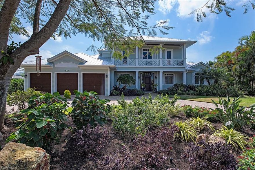 This is one of the "wow" homes in the heart of Old Naples. Enjoy going to the beach, walking, biking with golf and tennis directly across the street. You will love this four-bedroom plus den with four full baths, all en-suite, and one half bath powder room. Open and airy floor plan with very oasis-like pool and spa area. Both heated with a newly installed propane heater. Pool deck newly renovated with travertine tile. Wonderful outdoor living area with summer kitchen. Newly landscaped, outdoor shower, new gas outdoor fireplace. All new shade screens were recently installed. The interior of the home is magnificent. With custom interior wood shutters installed throughout. Custom closet systems in the dual master suite. With a three-car garage and custom cabinetry for the handyman in you. R/O water filtration system, HALO whole-home HVAC air purification system. Bluetooth surround system inside and outside. You will not want to miss this lovely home in Old Naples.