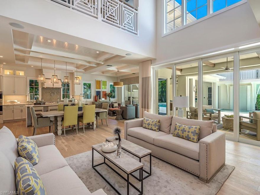 This home has been selected by Home & Design Magazine as the 2016 SIGNATURE HOME OF THE YEAR! Thom Filicia of HGTV fame and Cinnabar Design have collaborated to make this home the talk of the town! A stunning new construction single family residence by MHK and Waterside Builders offers an unrivaled opportunity to own a renowned international designer's creation in Naples. The architecture blends indoor and outdoor spaces with subtle divisions which move creatively throughout the open floor plan. Boasting a Ruffino kitchen, 5 beds, 6 1/2 baths, southern exposure, and a private entry cabana, this home leaves nothing to be desired. The interior features rich wide plank wood floors, a main level master and study, 4 upstairs en-suite bedrooms and a charming sitting loft. Covered outdoor living with fireplace and cooking center flank an expansive resort style pool featuring a lap lane, sun shelf, wall of water, spa, linear fire feature and lush tropical grounds. CONTROL 4 system