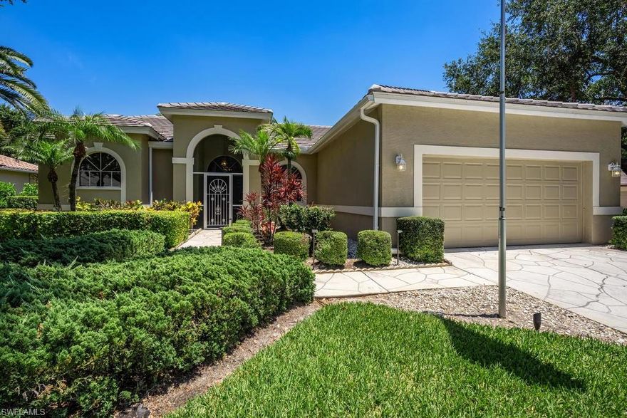 You’ll want to view the video and virtual tour of this Cedar Creek home with sunny East lakefront view.  Featuring high ceilings and soft, muted color palette, a screened lanai and heated pool in a great location. You'll appreciate the newer kitchen cabinetry and granite counters. It offers a split bedroom plan, family room plus formal living room.  The kitchen offers a dine-in nook, center island and view of the pool and lake.  Note : New  tile roof & AC, motorized storm shutters, laundry room and many upgrades and features,  The owners have kept it immaculate and it's ready for immediate occupancy!  This home is situated on one of the largest lake front lots on a .37 acre and is larger than many comparable homes within Cedar Creek. Cedar Creek boasts the lowest HOA fees in a Bonita Springs gated community. The resort style amenities include the clubhouse with Jr. Olympic size pool, spa, lighted tennis courts, Boche ball court, children's playground, Chickee hut, canoe launch on Spring Creek & picnic areas with barbecue grills. Minutes to Gulf of Mexico beaches, Coconut Point & The Promenade for dining, shopping & entertainment! Ask about special financing options also available.