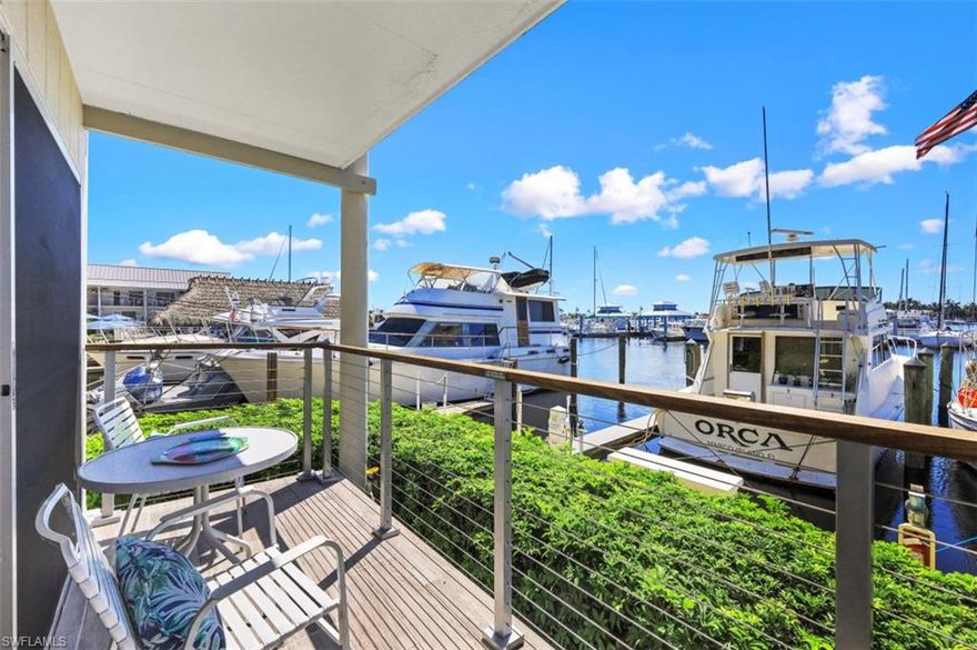 C7171 Delightful, iconic Cove Inn condominium efficiency/hotel on Naples Bay with OPTIONAL owner occupancy, hotel income usage or a combination of both owner use & rental income! Exciting area-boaters dream waterfront views include yachts, private pool & Chickee Bar, City Docks (with various boating charters available), The Dock @ Crayton Cove restaurant plus vast southern, colorful sunset views! Complete recent remodel in tasteful, current trend coastal flair, this rarely available corner condo is one-of-a-kind having new full kitchen with ample cabinets and drawers, a 4 top stove & a larger than most refrigerator! Brand new sheer and room darkening draperies. End corner lanai has side privacy wall plus wide open panoramic views! Completely new spacious bath with glass door shower and additional closet. Covered entrance vestibule, adjacent and visible to hotel lobby, with popular breakfast restaurant steps away, boasts safety, privacy and convenience! Boat slip rentals available. Offered turnkey furnished. Walk to nearby restaurants, Crayton Cove, galleries and more - 7 blocks to popular 3rd St & 9 blocks to Naples' famous sunny beaches includes Naples healthy, happy lifestyles!