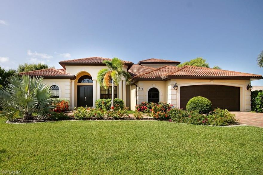 Beautiful 2012 PGI built 2 story southern exposure home just two houses in from Bimini Canal on a quiet dead end street! Quick and easy access to the River with no bridges! Oversized 2 car garage and electric heated pool and spa with a huge paver deck. Impact windows and doors except lanai area. 3 Bedroom & 3.5 Bathroom, upstairs game room has full bath and can be converted to a second master suite. The house is in vacation rental program and existing contracts can be assumed.