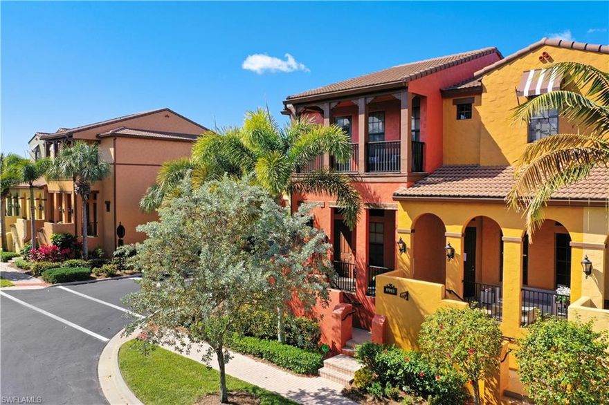 Interior photos coming soon! Step into a beautifully updated Santa Barbara townhome, fully furnished and styled with standout décor and finishes. Rarely available Santa Barbara model in Quad 5, the only Santa Barbara on the market in this quad. This expansive 2,008 sq. ft. residence, one of the community’s largest floor plans, features an open-concept layout connecting the family room, dining area and a sophisticated entertainer’s bar. Enjoy three generous bedrooms, 2.5 baths and covered lanais on both levels for true indoor-outdoor Florida living. The chef’s kitchen showcases newer stainless steel appliances, granite countertops, a modern tile backsplash and pool views. This home includes the largest oversized two-car garage in Ole Resort and steps directly out to Quad 5’s private pool and outdoor seating area reserved for Quad owners. Meticulously maintained with recent upgrades — new HVAC (2024), garage A/C (2024), dishwasher (2024), hot water heater (2024), dryer (2024), new carpet (2025), new tile accent wall in family room (2024) and a brand-new master bedroom mattress (2026). Sold fully furnished with like-new or never-used furniture and décor, truly move-in ready. This property is just a short distance to the vibrant Ole Resort Town Center, offering an array of resort-style amenities, including a stunning lagoon-style pool with waterfalls, a children’s pool, a café, pub, and bistro, as well as a movie theater, library, and a state-of-the-art fitness center. Sports enthusiasts will appreciate the basketball, bocce, pickleball, sand volleyball, and tennis courts available within the community. Nestled within the renowned Lely Resort, residents also have access to two public championship golf courses, scenic walking and running trails, serene lakes, and lush preserves. The HOA fees cover cable, internet, water, and full access to all Olé amenities, ensuring a stress-free, resort-style lifestyle. Experience the ultimate in luxury living in the heart of Naples, Florida! Ole Resort allows owners up to two pets, bring your furry friends to paradise!