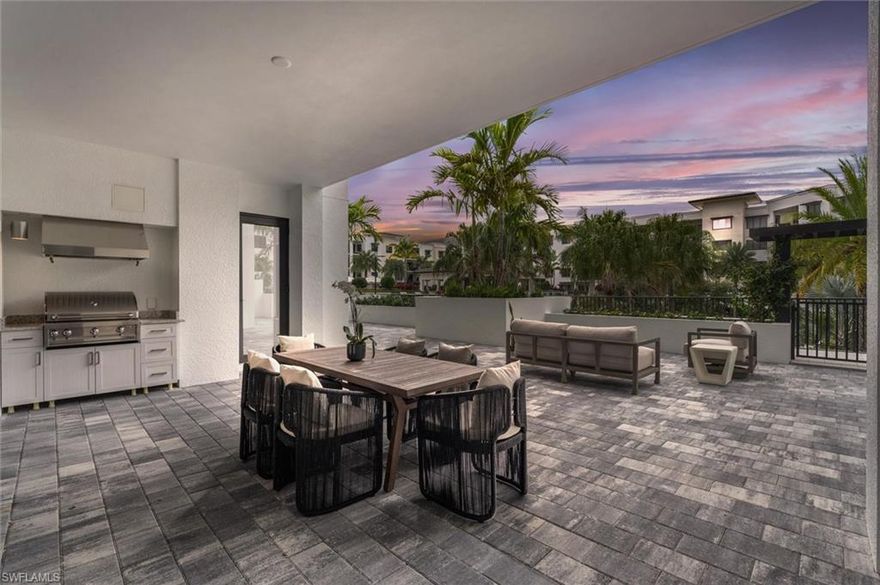 This exquisite 2023 new construction condo in the heart of Downtown Naples is truly one of a kind. The coveted and rarely found Gulfport floorplan boasts 3 bedrooms, a versatile den, 3.5 baths, over 2,500 sq ft of living space and is sold with high-end furnishings. What really sets this property apart is its private extended terrace, providing a serene escape and embodying resort-style living with a gas-fed stove and outdoor kitchen. Abundant natural light floods into this tastefully decorated residence which features all of the finest upgrades. With an entirely separate guest wing, this unit is perfect for entertaining and lives like a single family home. Eleven Eleven Central residents enjoy a wealth of amenities, including a 90” Lap Pool with Beach Entry, Cabana Bar, Putting Green, Yoga Lawn, and much more. Walk, bike, or take your private resident shuttle to nearby hot spots like endless white sandy beaches, Downtown 5th Ave, The Design District, Gulfshore Playhouse, and all of the renowned shopping, dining, & entertainment Naples has to offer. This condo offers the quintessential Naples Lifestyle, combining luxury, convenience, and a vibrant community.