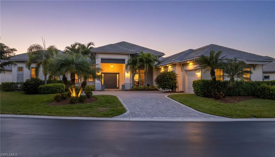 Enjoy true Southwest Florida boating at its finest with direct Gulf access and no bridges, set within one of the area’s most desirable gated waterfront communities. This exceptional Stock-built custom home is a boater’s dream, complete with a private dock where dolphins and manatees are frequent visitors just steps from your backyard. Offering over 3,650 square feet under air, the thoughtfully designed layout includes four bedrooms plus a den/flex space, all within an intimate enclave of just 76 homes. A striking double-door entry opens to a welcoming foyer featuring beamed ceilings and elegant wainscoting, immediately setting the tone for the home’s refined yet relaxed coastal style. The split floor plan provides ideal privacy for family and guests, while the serene primary suite impresses with coffered ceilings and dual walk-in closets and opens to a luxuriously expanded owner’s bathroom and custom closet, enhanced by a recent suite expansion adding over 500 square feet. This spa-inspired retreat features dual vanities, a dedicated makeup area, an oversized multi-head walk-in shower, and a deep soaking tub designed for ultimate relaxation. The chef’s kitchen is both beautiful and functional, anchored by a generous island, natural gas cooking, and a convenient beverage center, all flowing seamlessly into the great room with tranquil western-facing water views. Outdoor living truly shines with expansive covered areas, a wet bar, full outdoor kitchen, and inviting covered gathering spaces overlooking a custom pool with integrated spa. Additional highlights include a whole-home generator, impact windows and doors, and a fenced backyard for added peace of mind. Hidden Harbor offers unrestricted boating with no vessel size limitations at its private slips, and homeowners with docks enjoy direct Gulf access via the Ten Mile Canal and Estero Bay. The community’s private harbor also connects to the Great Calusa Blueway, providing a scenic launch point for kayaking and canoeing through Southwest Florida’s protected coastal waters. Residents enjoy a private clubhouse featuring a fitness facility, entertainment room, resort-style pool, fire pit, sun deck, outdoor BBQ area, kayak launch, and community kayaks available for use. Ideally located west of US-41 and minutes from fine dining, shopping, and world-class beaches, this home delivers a rare blend of luxury living and premier boating in one of Southwest Florida’s most coveted gated waterfront communities. Photographs have been virtually enhanced to illustrate design possibilities.