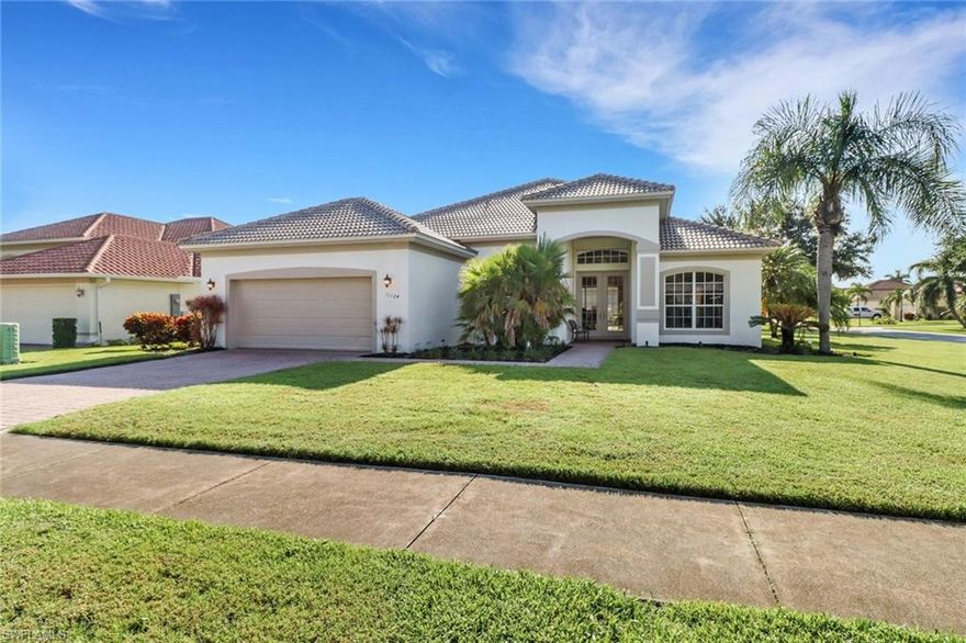 Experience refined Florida living in this beautifully updated and fully furnished 3-bedroom pool home, located in the exclusive, gated enclave of Coco Bay—a private community within Kelly Greens in South Fort Myers. This stunning residence exudes luxury, with upscale furnishings, tray ceilings, and premium appliances throughout. Thoughtful design details and classic finishes create a timeless and elegant atmosphere. The spacious primary suite features a spa-like ensuite bath complete with dual vanities, a walk-in closet, a makeup station, and a luxurious walk-in shower. Step outside to a large screened-in lanai with a private pool—perfect for relaxing in the tropical breeze, entertaining guests, or enjoying outdoor dining and weekend barbecues. Residents of Coco Bay enjoy access to a private clubhouse and pool, all within a warm, welcoming community with low HOA fees and close proximity to shopping, dining, and beaches.