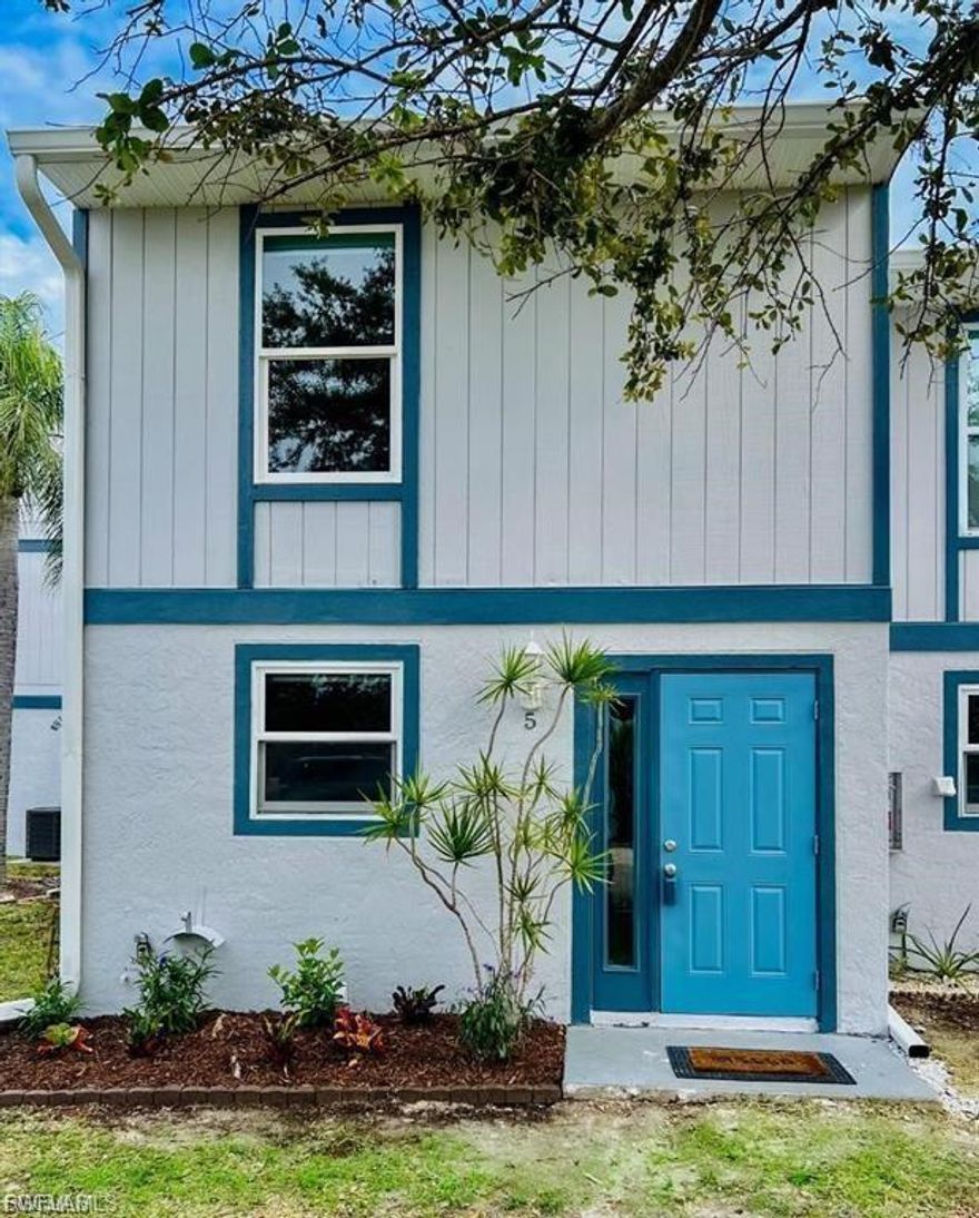 Check out this Fully renovated spacious townhome within minutes to Sanibel and Fort Myers Beach! This bright & tastefully redone home is freshly painted and features brand new EVP flooring throughout, all new lighting, ceiling fan fixtures, doors and trim. The open kitchen plan boasts all new appliances and cabinets with modern open shelving, white quartz counters and a vibrant blue backsplash. Spacious bedrooms feature vaulted ceilings and roomy closets. Step right into the community pool from your screened-in lanai! First, Last and security required.