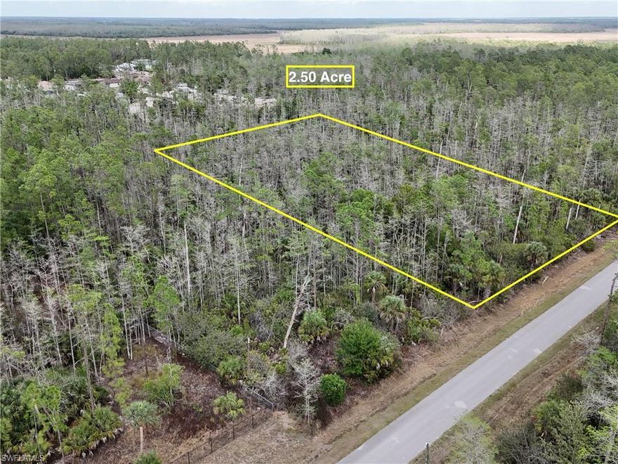 2.50 acre lot located on 2nd Ave SE in Golden Gate Estates. This property offers ample space for a custom home, additional structures, a pool, or other uses without HOA restrictions. The area continues to grow, with convenient access to schools, shopping, and main roads like Golden Gate Blvd and the Everglades corridor. It is also within a reasonable drive to Marco Island and its beaches. This property may appeal to builders, investors, or buyers looking for privacy, flexibility, and long term potential in Naples.