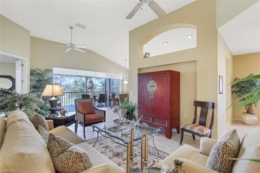 This beautiful and very well maintained 3 bedroom, 2 bath Condo with golf course and lake views offers everything you need to enjoy the amazing Florida lifestyle. Enjoy the beautiful sunsets from your screen lanai.  The spacious master bedroom with walk-in closet also offers access to the lanai.  The master bath features a double vanity and separate walk-in shower in addition to a soaking tub.  The first guest bedroom is an ample size while the large third bedroom can also be used as a separate living area or office. The kitchen is situated off of the dining room and has granite countertops and stainless steel appliances.  The morning room serves as another dining area and overlooks the lanai and golf course.  Residents of Shadow Wood have the opportunity to join Shadow Wood Country Club with access to three 18 hole golf courses.  Residents can also join the Commons Club, featuring a 10,000 square foot Heath and Lifestyle Center, and Enrichment Center, a private, lakeside restaurant, and a private Beach Club located on Little Hickory Island.  Shadow Wood is the perfect location close to shopping, restaurants and Fort Myers International Airport.