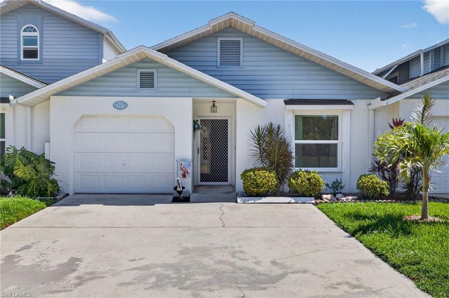 Welcome to effortless Florida living in this beautifully maintained 2-bedroom, 2-bath residence in the Cypress Keep Condos community, ideally located in the heart of Fort Myers. Offering the convenience of single-level living, this home is designed for both comfort and peace of mind with solid poured-concrete construction and a long list of recent updates—all just minutes from everything Southwest Florida has to offer, including area beaches, RSW International Airport, shopping, dining, and cultural venues. Enjoy natural morning light with desirable eastern rear exposure, while coastal-inspired interiors create a light, airy atmosphere throughout. The kitchen features white cabinetry, matching appliances, and generous countertop space—perfect for casual dining or entertaining. Recent improvements include a new A/C (2025), new water heater (2025), and a brand-new roof (2023), along with an impact-rated front transom window and roll-down aluminum shutters on the sliders for added protection. Step outside to your private screened courtyard—an ideal space to relax and enjoy the Florida lifestyle. Additional highlights include a one-car garage and an HOA fee of just $554/month, which covers the community pool, building flood insurance, exterior maintenance, and well-funded reserves—an exceptional value in today’s market. Combining quality construction, thoughtful upgrades, and a highly convenient location, this property stands out in its price range. Schedule your private showing today.