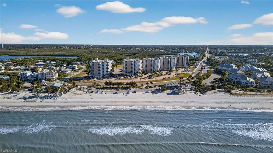 Sun drenched Bonita Beach opportunity just steps from the sand. Unit 207 enjoys the coveted south sunny exposure with impact glass throughout and brilliant natural light all day. Positioned directly across from Bonita Beach, the building is connected by a safe pedestrian crosswalk that leads you to the Gulf, Doc’s Beach House and Barefoot Beach within minutes. This is a cash only purchase, offered ready for a buyer or developer to complete improvements to their preferred level of finish. Minimum 3 day rentals are permitted with up to 121 leases per year. Pets are not allowed per association rules. Priced for a timely sale in one of Southwest Florida’s most desirable beach locations.