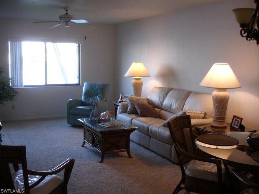 This is a really cute unit with very nice furnishings.  Beautiful leather queen size sofa bed and leather electric recliner complimented with very nice matching end tables, coffee table and matching round dining table.   Kitchen and guest bath have been remodeled with nice cabinets.  It is lake front on first floor with a nice screened lanai with  direct walk out to lake.  This condo is being sold turnkey except for some personal items.  The community has a full time activities director and 4 pools.  Close to three beaches fort Myers Beach, Sanibel and Bunche Beach.  Cinnamon Cove is a life style. This unit is the least expensive in CC buy for yourself or as an investment.
Condo fee is $356 a month.  Taxes approx. $1,869 or with homestead $1,246 based on list price.