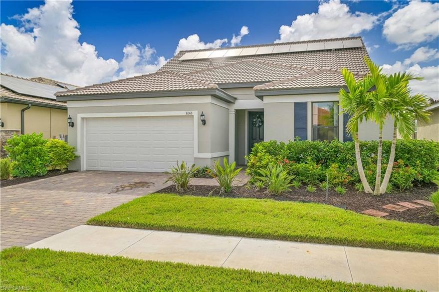 Almost New 3 Bedroom 3 Bath Home with Solar Heated Salt Water Pool home with Lake Front Views!  Whole House Solar included.   Electrical bill is less than $31. a month!!    Not in a Flood Zone!  Smart Home!   Full Outdoor Kitchen! Under Truss Lanai overlooking the Screened in Pool!  Spacious Floor Plan with Plenty of Room for Families and Guests!  Second Floor has Large Bonus Room with Guest Bedroom and Full Bath!  Soaring Ceilings Thru-out! 2 AC Units with UV Air Purification System!  Tile Roof!  Paver Pool Deck and Driveway!  Southern Exposure!   Best Priced home in River Hall!