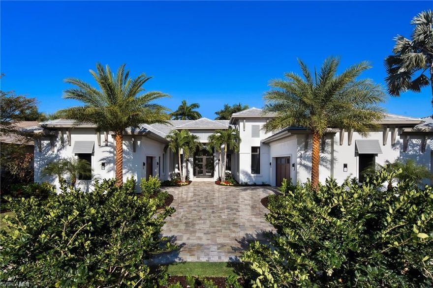 Stunning Brand new Stock Signature Model Home, Fully furnished, move-in-ready in the prestigious Moorings neighborhood with private beach membership. Interior Design by award-winning Soco Interiors. Wide Open entry foyer with lighted ceiling detail leads to an elegant reception room perfect for conversation. Primary living area includes great room with fireplace, gourmet  island kitchen with Wolf and Sub Zero appliances, hidden walk in pantry and breakfast area leading to the outdoor kitchen. Stock the walk-in refrigerated wine room with your favorite wines. Wet bar with corking station complete with  sub zero ice maker and sink.  Showcase your wine collection from the formal dining room with drop down tray ceiling detail. Study with French Doors, two guest suites with private baths, VIP suite with private bath and one car garage.Private master suite. Oversized salt water pool. Lanai designed for sunbathing and entertaining. Enjoy the outdoor fireplace or gather around the outdoor fire pit for conversation or your favorite cigar. Outdoor summer kitchen equipped with wolf grill and sub zero refrigerator. Private pool bath for guests. Electronic screens and hurricane shutters.