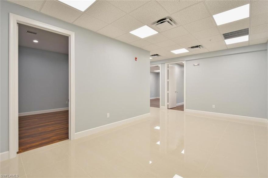 Beautiful and Modern Office Space in the Heart of Downtown Fort Myers

Experience the perfect blend of style and functionality with this stunning office space, ideally located in vibrant downtown Fort Myers. This property features three spacious offices and a large reception/workstation area, making it an excellent choice for a variety of business needs.

Key highlights include

• High ceilings and premium finishes, including hardwood flooring and 24-inch porcelain tiles

• Abundant natural light, with large windows offering scenic views of First Street and Lee Street

• Upgraded design throughout for a professional and welcoming atmosphere

Convenience is paramount with this location—just steps away from parking, the new library, restaurants, coffee shops, and more—all within walking distance. This modern, move-in-ready office space offers the ideal combination of a prime location, upgraded amenities, and exceptional functionality.
