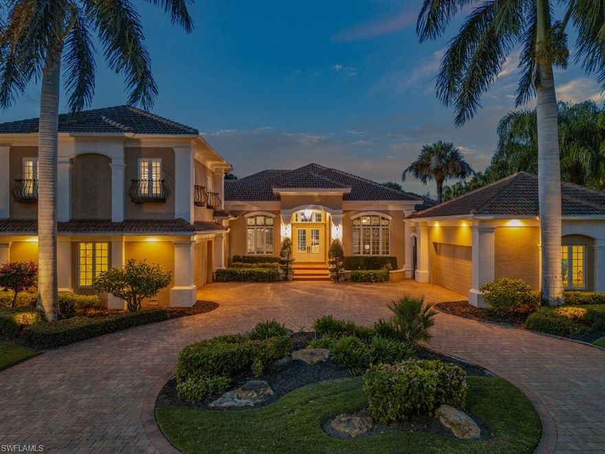 Located in the highly sought-after Creekside enclave of Bonita Bay, this sprawling estate offers over 4,700 square feet of living space with 5 bedrooms plus a dedicated office and 6 full bathrooms, with each bedroom featuring its own private ensuite. Situated on a nearly half-acre homesite and offered furnished and move-in ready, this exceptional home captures breathtaking golf course views and delivers the ultimate Southwest Florida living. Designed for entertaining, the home features soaring volume tray ceilings and seamless indoor-outdoor flow with zero-corner sliders and expansive glass doors throughout. The private outdoor oasis includes a pool and spa, a fully equipped outdoor kitchen, and a covered outdoor living area with a built-in fireplace, the perfect setting to unwind while watching sunsets over the fairways. The primary suite is a luxurious retreat, showcasing beautiful white oak flooring, zero-corner sliders with direct lanai access, dual walk-in closets, dual sinks, a deep soaking tub, and a walk-in shower. A standout feature is the second-floor guest suite, complete with a kitchenette, living area, and full bath, ideal for guests or live-in accommodations. Additional highlights include a 4-car garage, and numerous recent updates such as three newer A/C units (one 2025), a newer roof (2021), and a new pool cage, screens, and hardware (2025). As a resident of Bonita Bay, you'll enjoy exclusive access to a wealth of amenities including a private beach park, the popular Backwater Jack's Restaurant, and several community parks. Riverwalk Park offers a kayak, canoe, and boat launch, along with pickleball and tennis courts for active living. For golf enthusiasts, there’s an opportunity to join the Country Club, which boasts five championship golf courses, a sports/racquet center with a resort-style pool, and a state-of-the-art fitness facility, along with a luxury spa and salon. Don't miss the opportunity to own this piece of paradise in a premier community!
