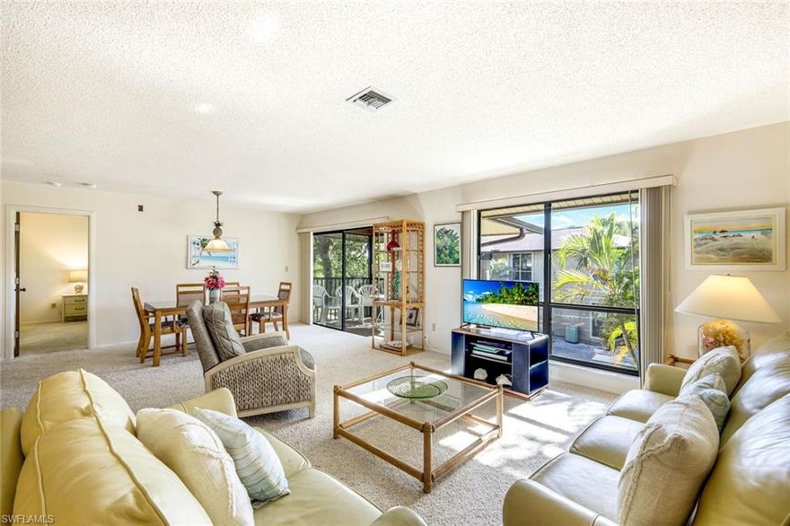 Discover your island escape at Blind Pass, one of Sanibel’s most beloved West End communities—perfectly positioned just a short stroll from the world famous sands of Bowman’s Beach. This turnkey furnished, second floor condo offers the ideal blend of comfort, privacy, and resort style amenities in a serene natural setting.
Located in an ideal spot within the community, A201 enjoys relaxing views of the lush tropical courtyard with the pool just within sight—a wonderful backdrop for morning coffee, reading, or unwinding after a day in the sun. The nearby covered carports add everyday convenience, with quick access in and out of the unit.
Inside, the spacious layout features an inviting living and dining area that flows naturally onto the lanai, creating a light filled space perfect for relaxing or entertaining. The split bedroom floor plan ensures privacy for you and your guests, and the condo comes turnkey, offering an effortless transition for immediate personal use or vacation enjoyment.
Blind Pass is renowned for its resort level amenities spread across more than seven acres of tropical landscaping. Residents and guests enjoy the island’s largest free form heated pool, two tennis and pickleball courts, five gas grills, and an on site clubhouse and office with guest WiFi and computer access. For adventurers and nature lovers, the community offers complimentary kayaks, canoes, and paddleboards for exploring the spectacular Clam Bayou, as well as a private pedestrian bridge leading to the sand. The location places you just moments from the island’s famous breathtaking sunsets, world class shelling, wildlife viewing, and miles of paved biking trails.
With weekly rentals allowed, A201 offers excellent potential as an income producing property while still functioning beautifully as a personal island retreat. Whether you envision a peaceful getaway, a seasonal escape, or a coastal home to enjoy year round, this condo delivers the quintessential Sanibel experience—natural beauty, resort amenities, and the timeless charm of the island’s quiet west end.
Your Sanibel sanctuary awaits at Blind Pass.