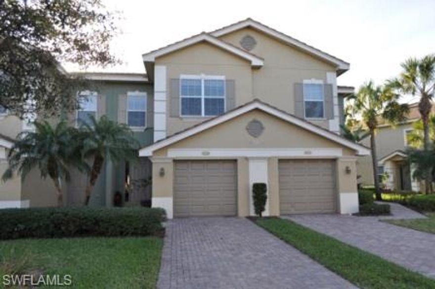 Lovely townhouse with lake and preserve views. This home is in Cottonwood Bend in The Verandah.  Here you will find an abundance of nature and great walking/biking trails.  There are also kayaks that can be taken out along the Orange River.  The community has a 24 hour guard gate for your security.  Cottonwood Bend has a community pool for resident's enjoyment.  Features of this property include granite counters, screened lanai with a great view , gas range, large pantry and attached one car garage.  Great price for a lot of square footage in a superb community!  This home does not come with a club membership and therefore there are no club dues to pay.