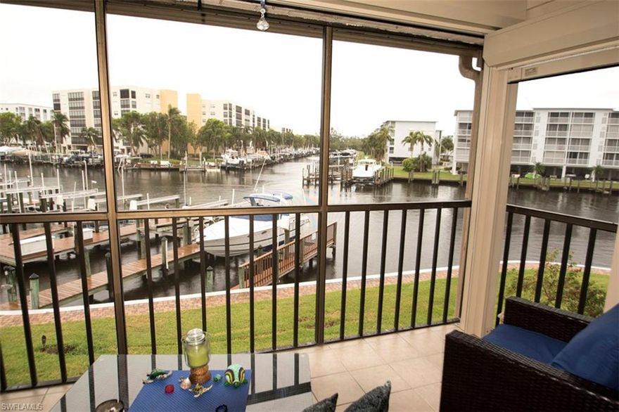 This adorable Waterfront condo can be yours by the time season starts.  Neat, clean, bright with SOUTHERN Exposure. Pull outs allow for occaisonal guest PLUS THERE IS AN ADDITIONAL FULL GUEST BATH WHICH IS RARE TO THE COMPLEX.  Watch the boats go by and enjoy your Southwest Florida lifestyle now.  RENT IT OUR WEEKLY or USE IT FOR YOURSELF.  NO RESTRICTION ON PERSONAL USE.  Condo has not been rented by current owner.  Geo-thermal community pool. Pet friendly for owners.  Marina, plaza, fine and casual dining, coffee shop, convenience stores,pharmacy, gift shopping, theater, beach tiki bar -- All this within walking distance of the complex.  SHORT WALK to WHITE, SANDY Beach Make an offer today and ENJOY COASTAL LIVING.