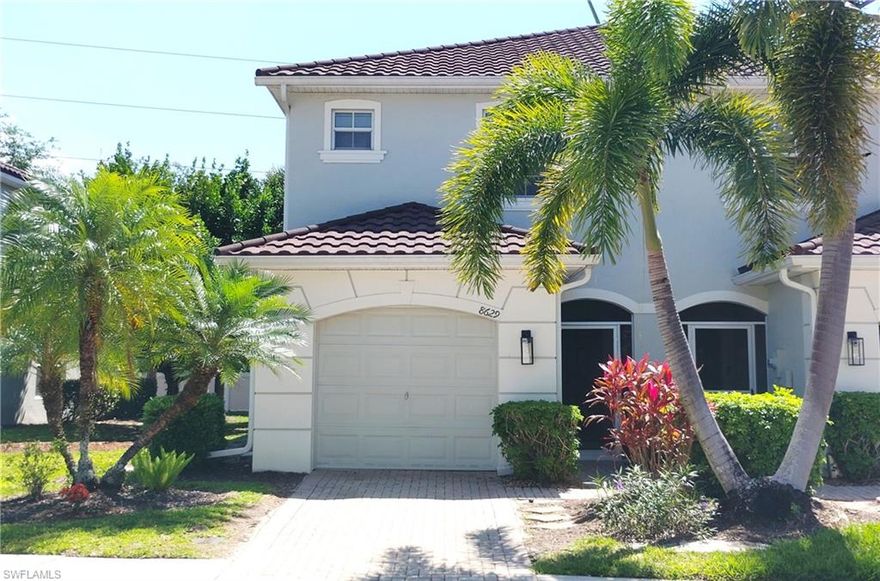 BEAUTIFUL, rarely available, nicely furnished 3 bedrooms end unit offering an open concept first floor with additional windows allowing more natural light, a nicer view and a more open feeling. The living room opens up the a large screened lanai overlooking a very quiet, beautifully landscaped area and a wooded area that starts directly behind a privacy wall. The 2nd floor offer a master suite with 2 walk-in closets, 2 other bedrooms with direct access to a "Jack and Jill" bathroom. The owner recently installed a central electronic air filter ( $1500.). 2 years old roof,...  This  very well maintained community offers a gated entrance, large cclubhouse with resort style pool, exercise room, billard... All exterior maintenance is the HOA responsibility ( Roof, paint, landscape,...) Conveniently located close to multiple shopping centers, I-75, airport, restaurants,..