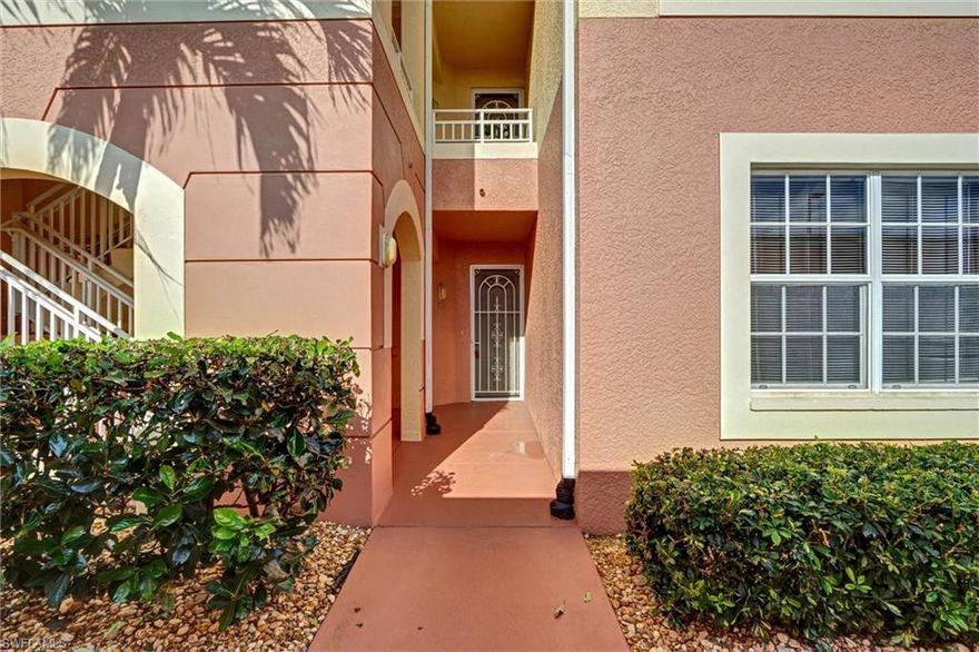 TURNKEY & MOVE-IN READY — just bring your suitcase! This beautifully furnished 2BR/2BA first-floor corner unit in the sought-after Van Loon Commons community of Cape Coral, FL is priced to sell and ready for its next owner. Whether you're looking for a full-time Florida residence, seasonal retreat, or income-producing investment property, this condo checks every box.

Step inside to a large, open living room and formal dining area bathed in natural light, with elegant tray ceilings, arched walkways, and neutral carpet throughout. The eat-in kitchen features stainless steel appliances, dark stone countertops, warm wood-tone cabinetry, and recessed lighting — stylish and functional. The primary suite offers a walk-in closet and private ensuite bath with walk-in shower. The guest bedroom is generously sized with its own full bath conveniently adjacent. In-unit full-size washer and dryer included.

Sliding glass doors open to your private screened lanai overlooking lush tropical landscaping and a serene fountain — the perfect spot for your morning coffee or evening Florida sunset. Just steps to the resort-style community pool, spa, clubhouse, billiards room, and fitness center.

Additional highlights: detached covered carport, cable available, elevator access, pet-friendly (1 pet, max 25 lbs), low-rise building (2007 build), and 150-unit community with professional management. Prime Cape Coral location — minutes to shopping, dining, and SW Florida's best waterways.