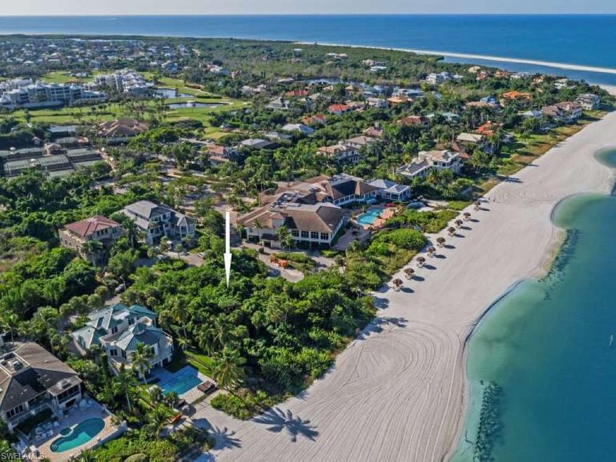 This is a massive vacant lot along the beautiful white sugar sand beach at world class Hideaway Beach Club with 111' of shoreline encompassing a half acre!  This magnificent parcel allows for a private beachfront estate with 7,000 square feet on each level, plus an expansive pool deck and generous swimming pool!  This segment of the beachfront is very private as the boaters tend to congregate and park way down the beach towards the Marco River, plus the turquoise water color at this deepest part of the bay is spectacular! It offers a tall hedge along the southern lot line at the neighboring Club House and spectacular Gulf of Mexico and bay views to the northwest!   Compare the prices here to the beachfront homes and lots in Naples along with everything this magnificent country club has to offer and there is nothing else like it in all of Southwest Florida!  Hideaway amenities include golf, tennis, award winning beach side and club house dining, bocce, pickle-ball, fitness club, social events galore, personnel at gatehouse entry 24 hours a day and more!