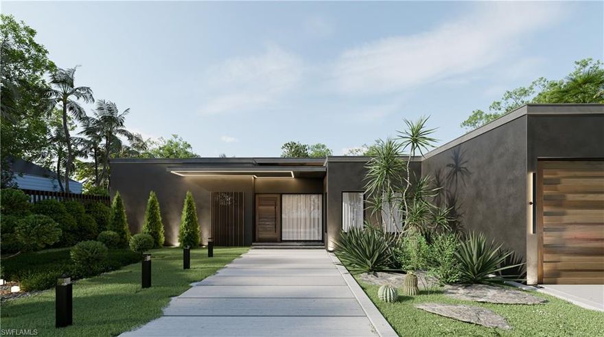 Experience refined modern living at 663 Whitmore Loop in Lehigh Acres. Villa Maria is a thoughtfully designed new construction offering 4 bedrooms, 3 bathrooms, and a 2-car garage on a generous 12,000 SF lot with approximately 2,099 SF of living space. This residence blends warm minimalism with elegant architecture, featuring high ceilings, open living areas, ceramic and tile flooring throughout, and a contemporary kitchen with island—perfect for both everyday living and entertaining. Step outside to your private outdoor sanctuary with covered terrace, pool deck, and pool, surrounded by lush landscaping for ultimate privacy and relaxation. Priced at $675,000, this home delivers modern comfort, clean architectural lines, and seamless indoor-outdoor living. A rare opportunity to own a brand-new designer villa in Lehigh Acres—schedule your private showing today.