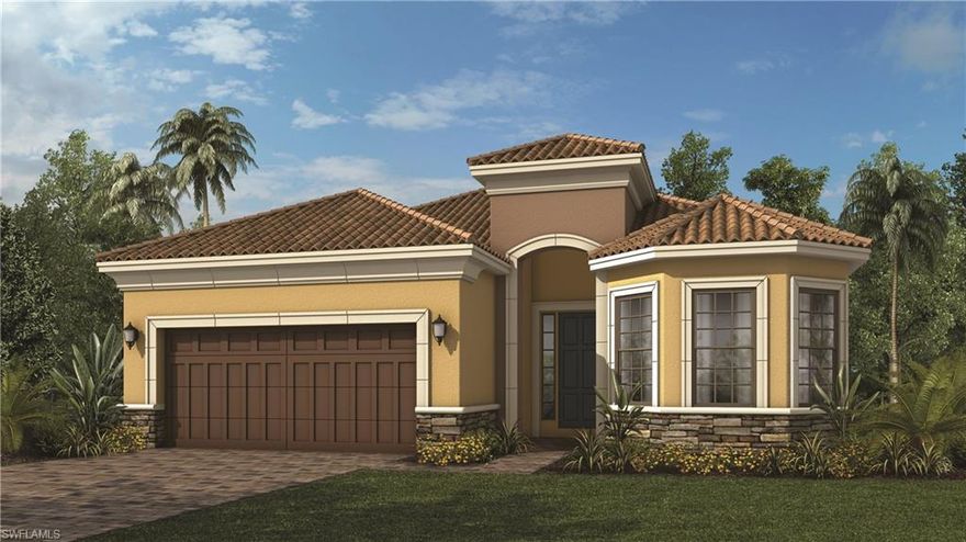 Lazio Pool home w/ spa, gourmet kitchen, 8' interior doors, French doors, garden tub & bay window in owner's suite, covered outdoor lanai, upgraded cabinets, counters & counters & more.  Move in this Fall.  Photos are of the model and not actual home.