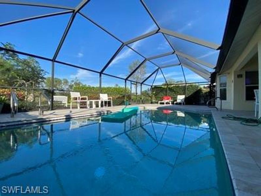 Welcome to your fully furnished rental in the beautiful Berkshire Lakes community of Naples, FL. This 3 bedroom, 2 bathroom pool home offers a serene canal view from the comfort of your own backyard. Enjoy the convenience of tile flooring throughout, cathedral ceilings, and a large screened pool cage perfect for relaxing or entertaining. Take advantage of the community amenities including a pool, tennis court, fishing pier, library, and bike and jog path. Located just minutes away from the Berkshire Commons shopping center, this townhouse is the perfect blend of comfort and convenience. Don't miss out on this opportunity to live in paradise!