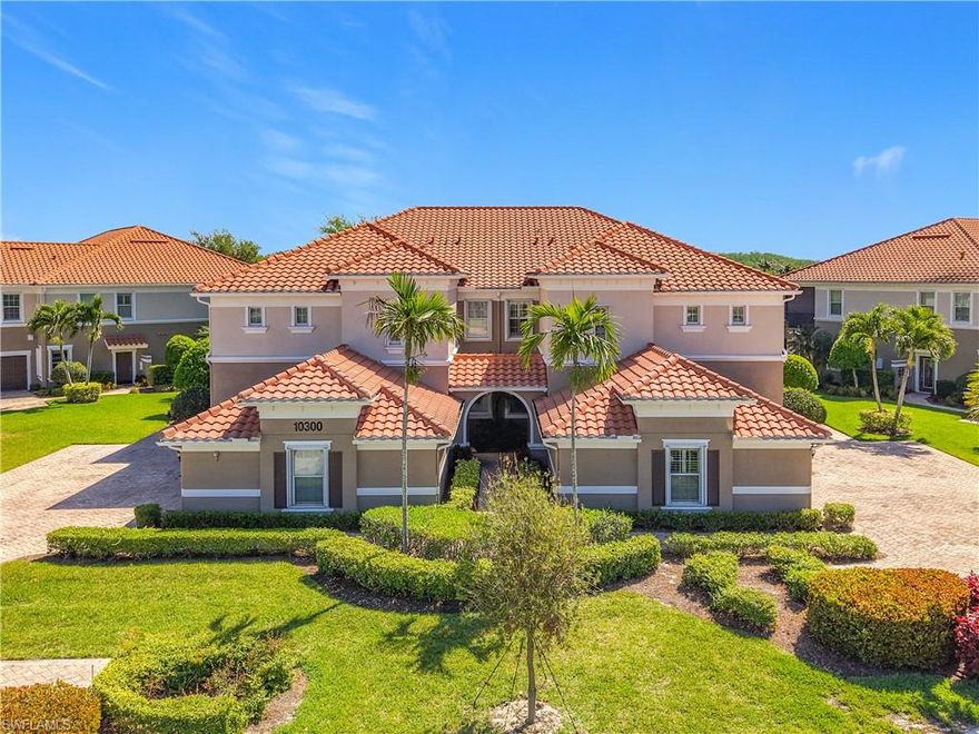 Magnificent Coach Home with Stunning Water Views! Wake up each morning to breathtaking sunrises over the lake from your private screened lanai—perfect for enjoying coffee in peaceful surroundings. In the evenings, unwind as the moon rises over the water, creating a truly serene Florida lifestyle. This beautifully designed 3-bedroom + den, 2.5-bath coach home offers a spacious 2-car garage and is filled with high-end upgrades throughout. Plantation shutters adorn every window, enhancing both style and privacy. The gourmet kitchen is a chef’s dream, featuring upgraded built-in stainless-steel appliances, quartz countertops, a stylish tile backsplash, cabinetry with soft-close drawers. The open-concept great room impresses with a double tray ceiling, remote-controlled fans, and expansive glass sliding doors that lead seamlessly to the lanai. Enjoy flexible dining options with both a formal dining room—highlighted by a stunning chandelier—and a casual eat-in area with counter bar seating. Tile and wood flooring flow throughout the home for a clean, modern look. The luxurious primary suite offers tranquil lake views, a tray ceiling, and two walk-in closets. The spa-like en-suite bath includes a soaking tub, frameless glass shower, and dual vanities. Guests will appreciate two spacious bedrooms and a well-appointed shared bathroom. Additional conveniences include a dedicated laundry room with a newer washer and dryer, plus a utility sink. Recent upgrades include a new range (2025), dishwasher (2026), and Moen kitchen faucet. Enjoy resort-style living with HOA fees covering cable, high-speed internet, lawn care, pest control, water, exterior insurance, and property maintenance. Optional golf membership is available for the Hurdzan-Fry Championship Course. Community amenities include: A stunning 38,000 sq. ft. clubhouse with formal and casual dining. Two resort-style pools and spa. Six Har-Tru tennis courts. Bocce and six pickleball courts. State-of-the-art fitness center and sauna. Ideally located near the Red Sox and Minnesota Twins spring training stadiums, with convenient access to Southwest Florida International Airport. This exceptional home offers luxury, comfort, and an unbeatable lifestyle—don’t miss your opportunity to make it yours.