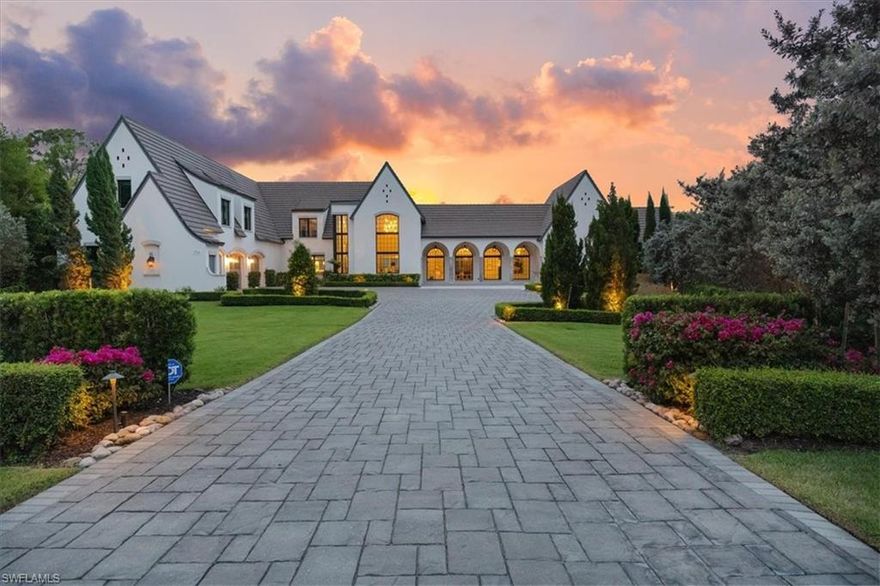 McAlpine- Inspired elegance meets the charm of the French Countryside- step into A story book setting where every detail whispers sophistication. On nearly an acre, this property was Constructed by the esteemed Williams Group, Incredibly designed & furnished by Renee Gaddis. The impressive outdoor lawn is reminiscent of a private European oasis. It is designed for both grand entertaining and intimate moments. The expansive lawn provides the perfect space for gatherings, games & children at play, all centered around a stunning pool & spa. The brand new casita- gazebo that beckons with charm, complete with a summer kitchen, perfect for alfresco dining & entertaining guests. Walk down the paved greenway in your back yard to the inter coastal for fishing, kayaking, bird & dolphin watching. This delightful space boasts imported limestone flooring ,arched windows, cathedral ceilings, & opulent finishes that exude a modern art deco charm. No detail was overlooked in the planning of this exquisite residence which truly stands as a habitable work of art. Audubon Country Club is located in North Naples, minutes to Vanderbilt beach & The Mercado shopping center, with a short drive to everything downtown Naples has the offer. The club affords access to a range of exclusive amenities including golf & social memberships, a fitness center, tennis courts, kayaking, fishing, dining options & more, further enhancing the luxurious lifestyle offered by this exceptional property.