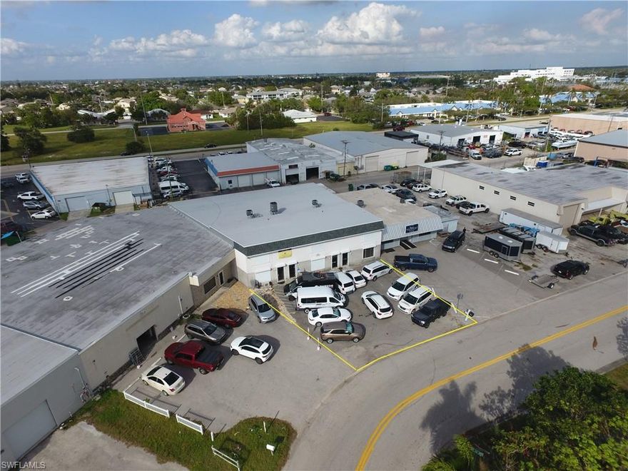 This 8,559 square foot, two story, multi tenant, office-warehouse building, was built in 1983, sits on 12,141 sf of land, is located in the central part of town, and just a few streets west of Del Prado Blvd., in Cape Coral, Florida. Each ground floor unit has a similar layout with office's fronting SE 9th Terrace, and warehouse unit's along the alleyway. Overhead doors are 14 feet in height, 3-phase power is on the alley, FLU: I and Zoning: I. Building has city water and city sewer. New roof and new HVAC unit's as of November 2023.