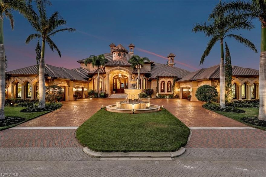 Old World Charm European-Inspired Custom Home is sure to impress the most discerning buyer. This stunning Architectural Masterpiece features 6 bedrooms, 7 full baths encompassing 8,000 sf of luxurious living. Soaring ceilings and a floating staircase greets you as your attention shifts to the extensive use of Marble, Stone and finely crafted Mill-Work throughout. The home is perfect for entertaining large events with a Gourmet Kitchen & Wine Bar which flow seamlessly to the casual outdoor spaces. A relaxing tropical Lagoon- Style Pool & Spa with rock waterfall and a full Outdoor Kitchen makes entertaining a breeze. The second level features Lake Views, Card Room, Wet Bar, Gym, and Media Room. The exquisitely renovated Quail West Grand Clubhouse is impressive with a 70,000 square-foot amenity center and 300 seat Ballroom. Pamper yourself at the World-Class Spa, Salon, and 12,000 sf Fitness Center. Choose from Private, Fine or Casual Dining Options with Indoor& Outdoor Venues and a Pool-Side Cabana Bar. Picturesque 36 holes of Arthur Hills Designed Championship Golf Club with Pro-Shop & Café, Tennis and Pickleball Courts. Golf Membership is optional. Near shopping dining and beaches.