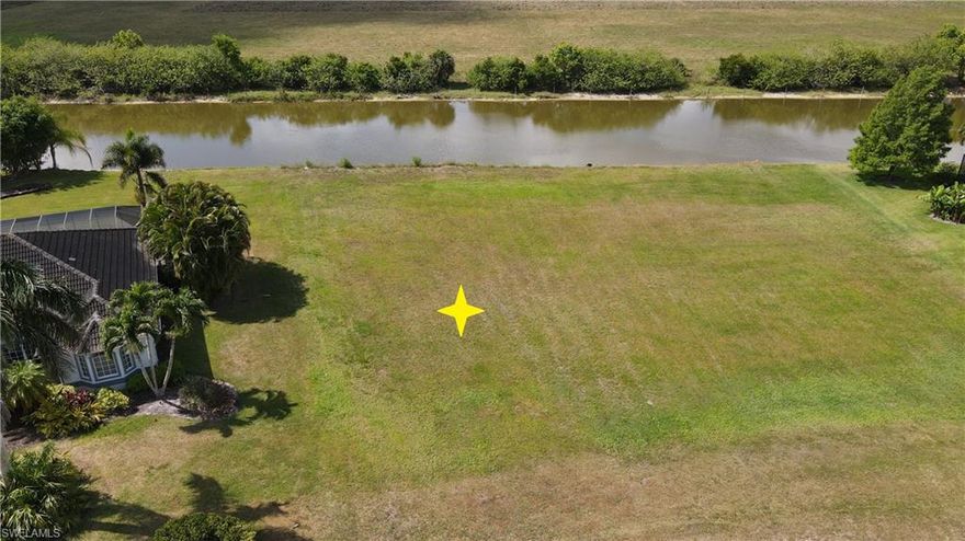 Outstanding opportunity to own one of the best home sites in gated Royal Palm Golf Estates. This large lot affords the opportunity to build a spacious home and have room for a 3 car garage. The sunny southern exposure, waterfront site has wide open views beyond the waterway without the risk of wayward golf balls or noise of early morning grass mowing. Watch deer and cattle grazing and fish right in your backyard.  There are even tarpon in this canal! This up and coming community is currently being built out by DR Horton, but select this lot and you can choose DR Horton or ANY CUSTOM BUILDER that you would like to use. Super Low HOA fees of only $271/quarter and lots this large are hard to find anywhere in the area. The community features a Gordon Lewis designed 18 hole golf course with NO MANDATORY golf fees. Pay to play when and if you want. The clubhouse has a restaurant, sports bar and pro shop and a public driving range that residents can enjoy. A well located community only 6-7 minutes to 41/951 intersection, shops, and restaurants. A brand new Publix shopping center is almost complete less than 2 miles away and you are only 15 minutes to Marco Island for beaches and boating.
