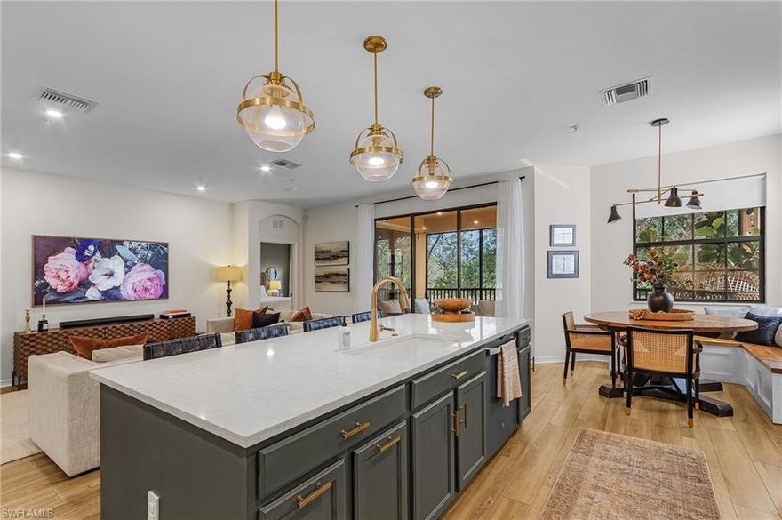 This stunning 4-bedroom, 2-bath top-floor end unit in Terra Vista is truly move-in ready, featuring high-end updates and beautiful finishes
throughout! Located west of U.S. 41 in a no flood zone, this spacious condo offers an open floor plan, a fully remodeled kitchen with a large
island, modern bathrooms, and a new roof as of 2023. Enjoy peaceful lake and wetland views from your private balcony, plus the convenience
of an attached 2-car garage and extended driveway. Set on a quiet cul-de-sac in a gated community, this home is just minutes from shopping,
dining, RSW Airport, and the Gulf beaches.